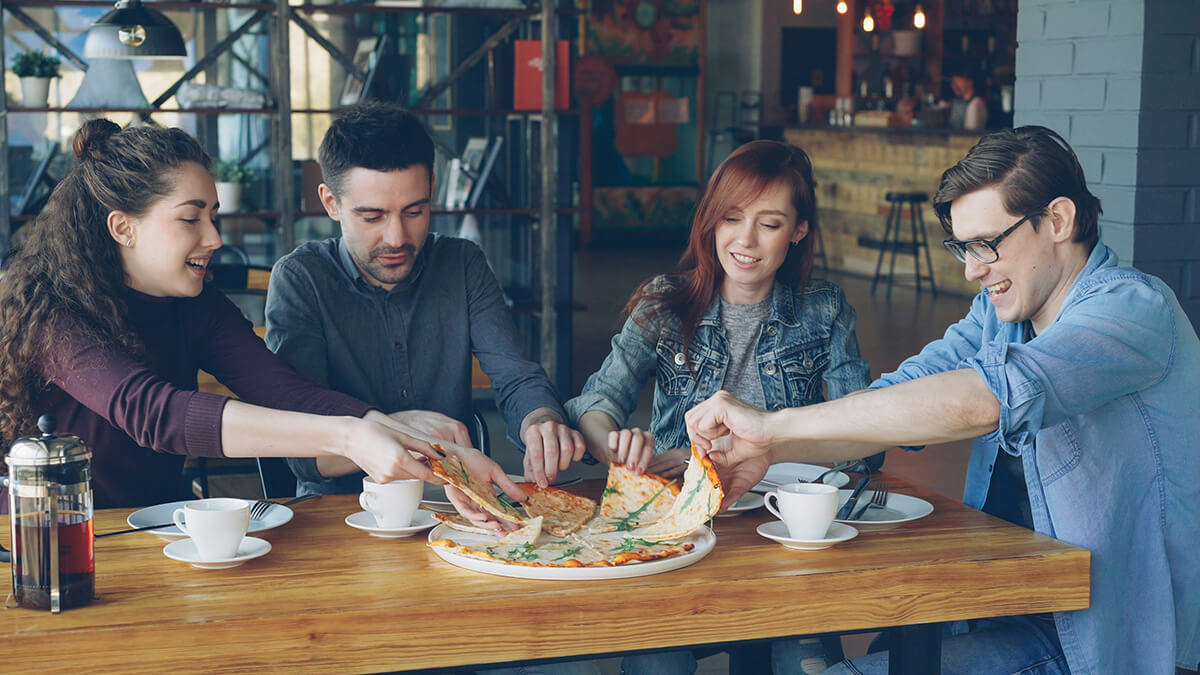 People eating pizza
