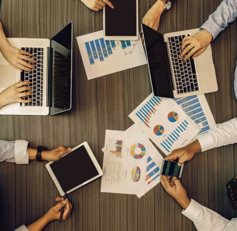 Top view of business people group on a meeting